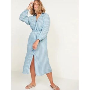 Old Navy Striped Tie-Waist Shirt Dress - L - NWT!